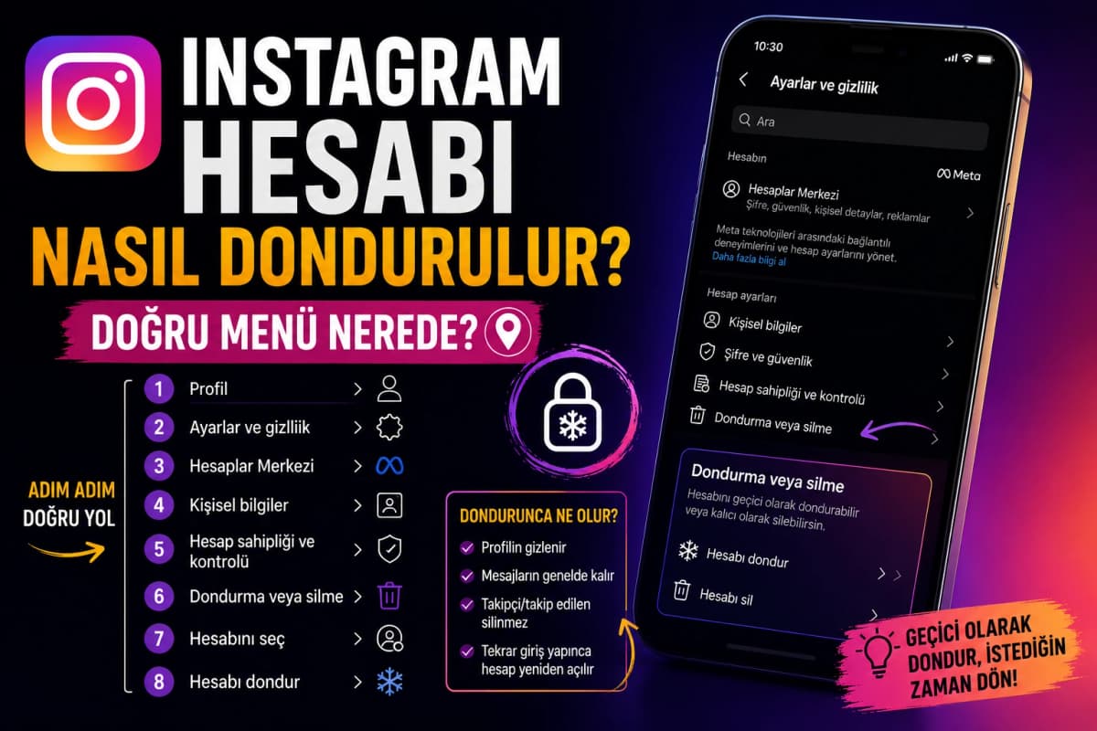 Instagram hesabı nasıl dondurulur, doğru menü nerede?