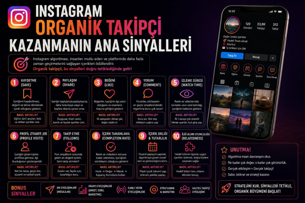 Instagram Organik Takipçi Kazanmanın Ana Sinyalleri