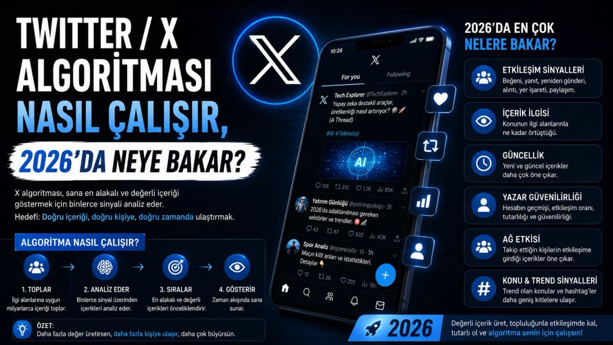 Twitter algoritması nasıl çalışır, 2026’da neye bakar?
